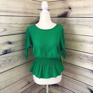 Green Polka Dot Blouse Small
